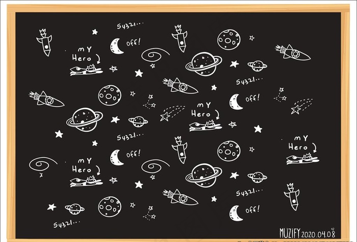 星空涂鸦风粉笔画图片