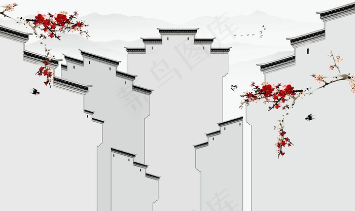 手绘山水 水墨画图片(9071X5669(DPI:72))psd模版下载