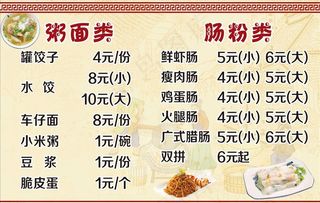 肠粉价格表图片