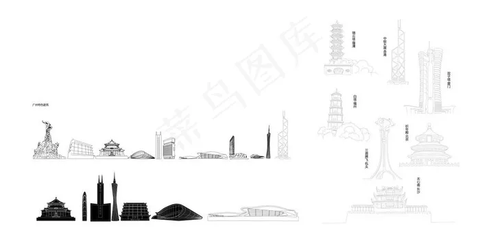 线稿 广州 标志建筑图片ai矢量模版下载