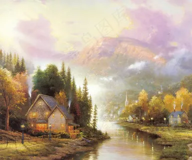 高清托马斯风景油画喷绘素材图片 高清托马斯风景油画喷绘素材图片