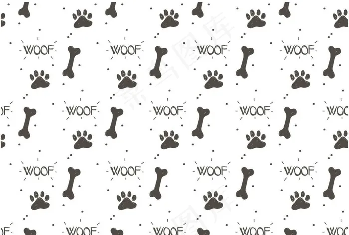 手绘风狗脚印 骨头图片eps,ai矢量模版下载