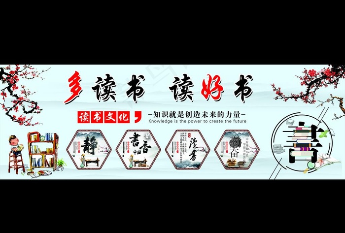 图书室文化墙图片