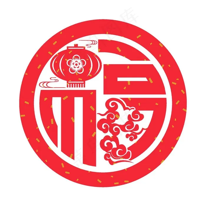 剪纸福图片ai矢量模版下载