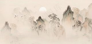 工笔花鸟背景墙装饰画图片