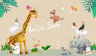 动物卡通 欧式背景墙图片