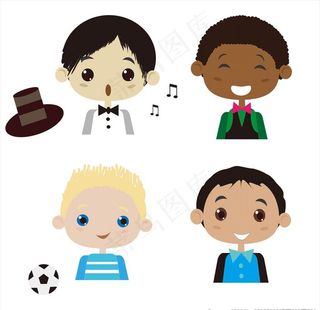 卡通儿童小孩分层矢量素材图片