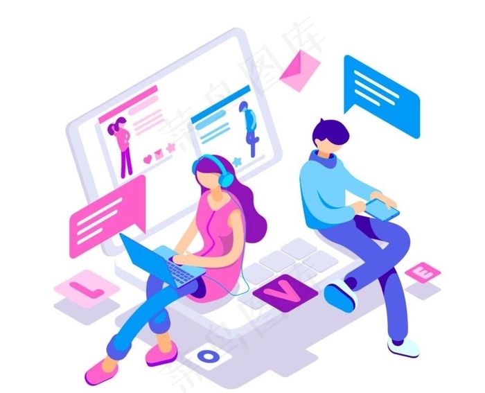 信息在线实时推送插画设计图片