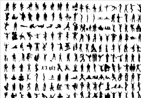 各种姿势人物剪影图片