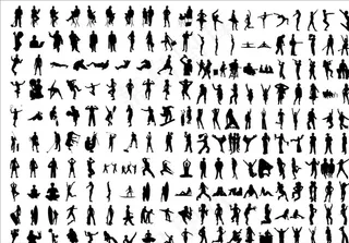 各种姿势人物剪影图片