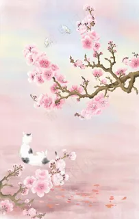 手绘桃花图图片