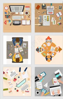 商务办公俯视图矢量素材图片