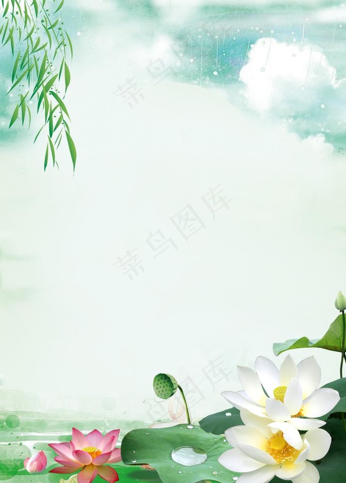 荷花背景图片psd模版下载