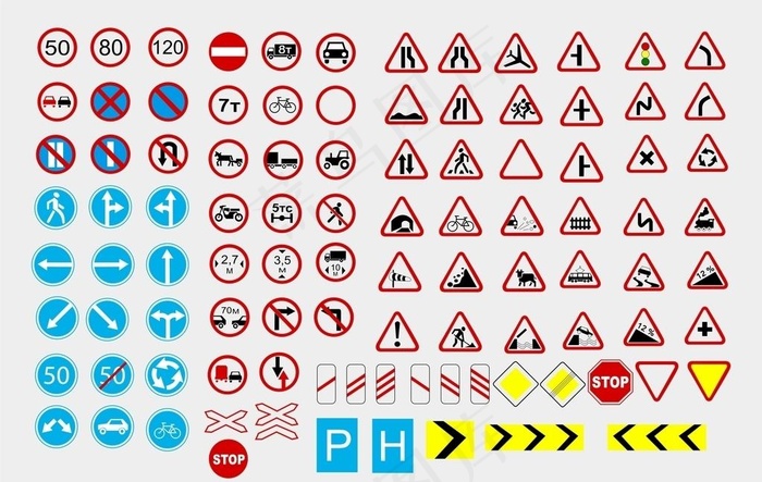 交通标识图片ai矢量模版下载