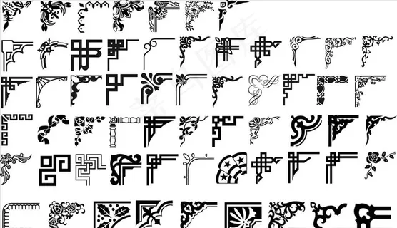 美术花边矢量图 各种角边图片