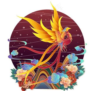国潮凤凰插画图片