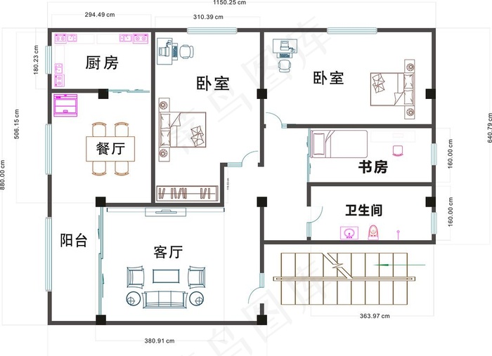 房地产户型图cad施工设计图图片