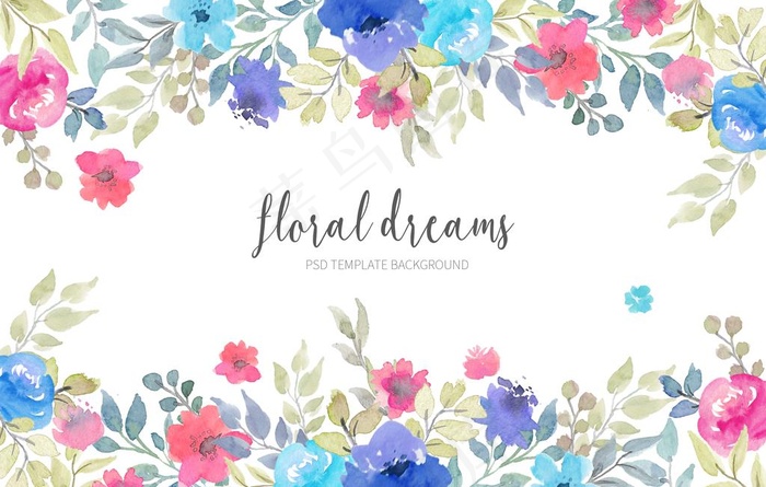 水彩花卉 边框背景图片