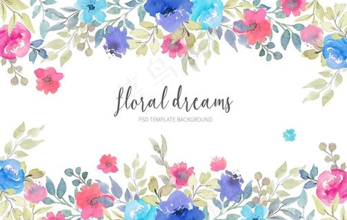 水彩花卉 边框背景图片