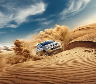 沙漠飞驰的汽车图片