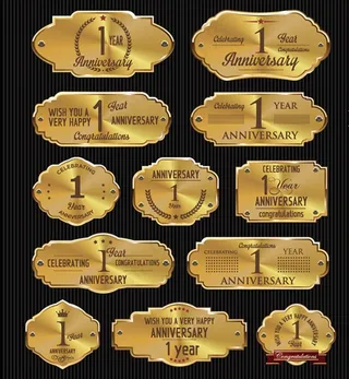 豪华金色周年纪念标签 矢图片