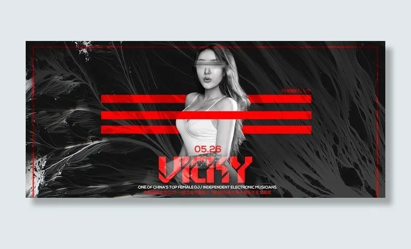 嘉宾女DJ海报横版图片(1920X900(DPI:72))psd模版下载