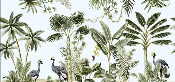 热带森林植物火烈鸟图片