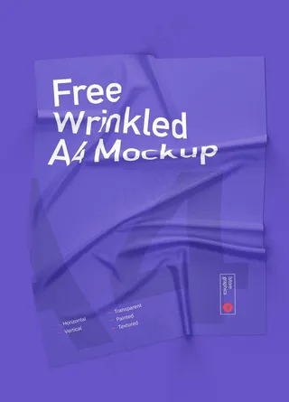 褶皱海报样机图片