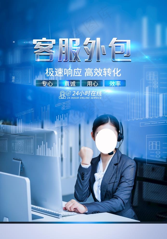 客服外包海报图片(2362X3488(DPI:100))psd模版下载