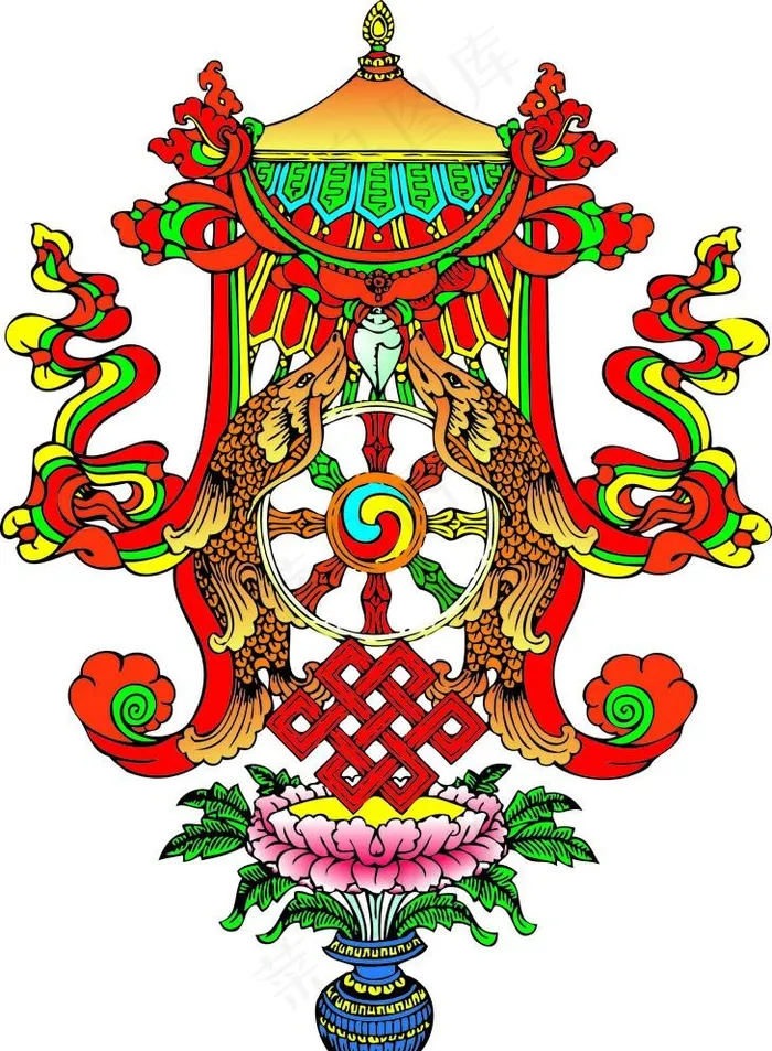 吉祥八宝图片ai矢量模版下载