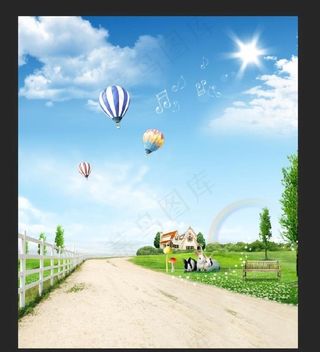 蓝天草地背景图片