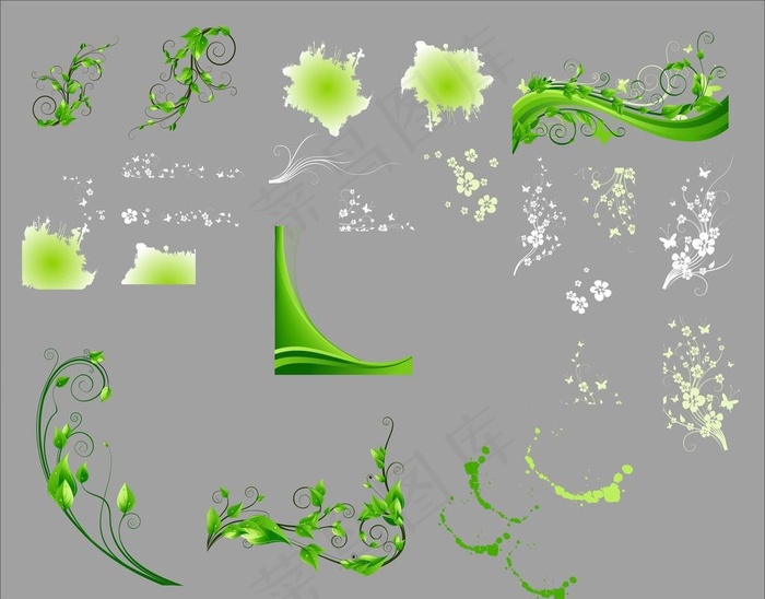 绿色藤蔓 花纹图片cdr矢量模版下载