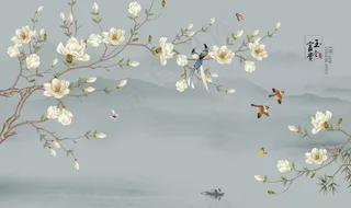 中式山水花鸟图片