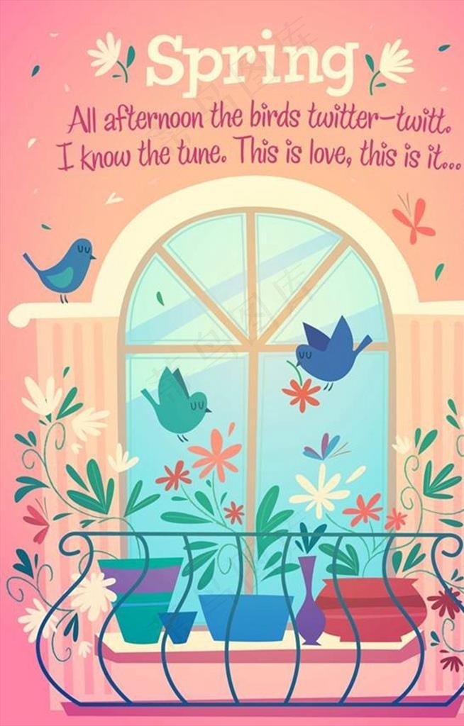 阳台小鸟春天来了图片