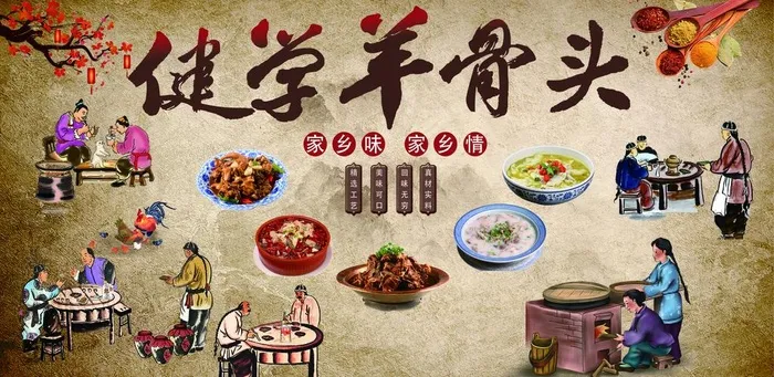 复古怀旧家常菜海报图片(7654X3969(DPI:72))psd模版下载