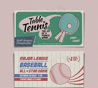 手绘复古乒乓球和棒球图片
