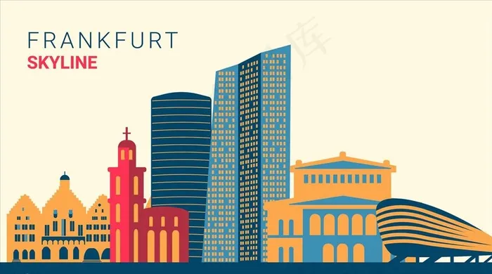 法兰克福城市建筑图片ai矢量模版下载