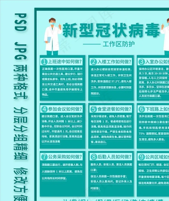 新型冠状病毒工作区防护海报图片psd模版下载
