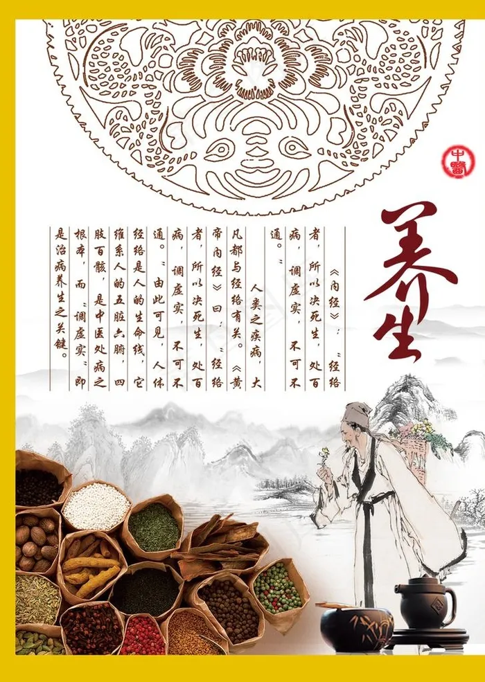 养生文化展板图片psd模版下载
