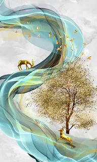 轻奢麋鹿抽象装饰画图片