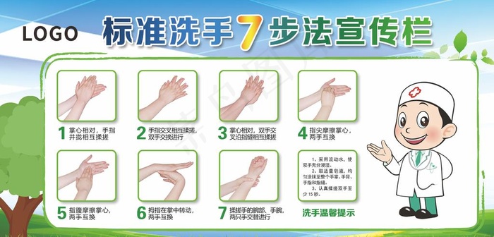 七步洗手法图片cdr矢量模版下载