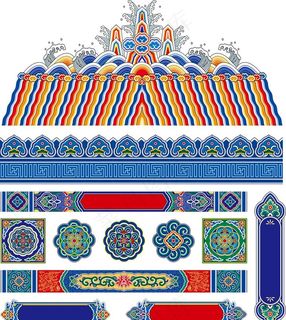 古典宫廷寺庙彩绘装饰花纹图片