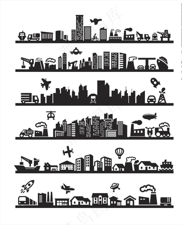 建筑物矢量图 底纹边框图片