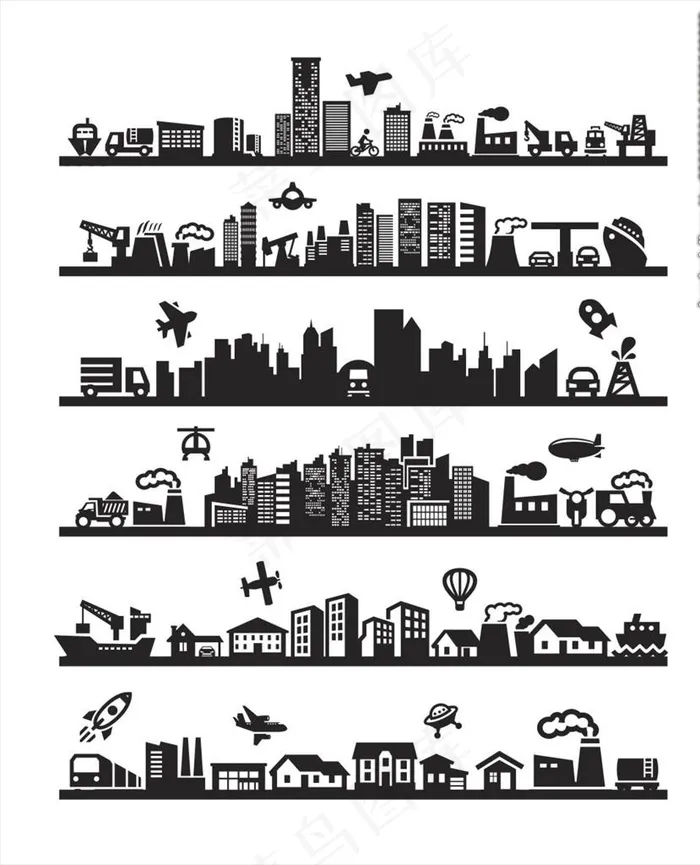 建筑物矢量图 底纹边框图片cdr矢量模版下载