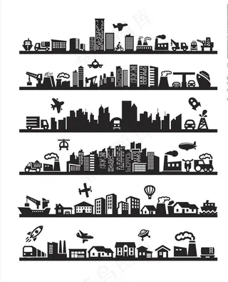 建筑物矢量图 底纹边框图片