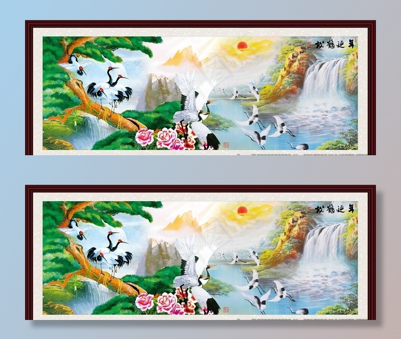 松鹤延年 迎客松图片