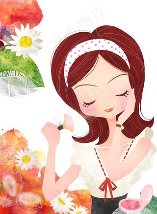 化妆的卡通美女图片