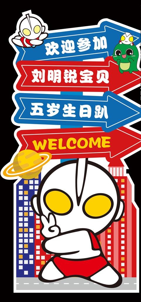 生日宴指示牌图片psd模版下载