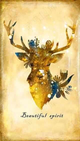 麋鹿 北欧装饰画芯图片