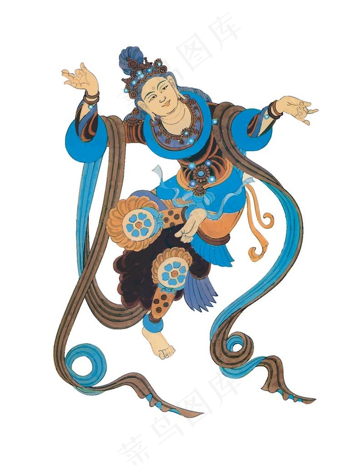 敦煌风格菩萨画像图片ai矢量模版下载